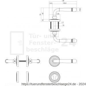 Intersteel Living 1725 Türdrücker Helena auf Rosette 55x10 mm mit PZ Rosetten Chrom - D26001773 - afbeelding 2