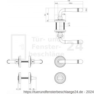 Intersteel Living 1725 Türdrücker Helena auf Rosette 55x10 mm mit Bad-WC 8 mm Stift Garnitur Chrom - D26001774 - afbeelding 2