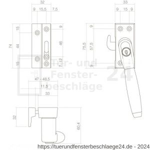 Intersteel Living 6616 Fensterverriegelung abschließbar SKG* links Ton 400 Nickel-Ebenholz - D26003829 - afbeelding 2