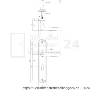 Intersteel Living 1692 Türdrücker Bjorn auf Schild 242x43x10 mm PZ 72 mm Chrom-Nickel matt - D26005110 - afbeelding 2