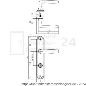 Intersteel Living 1692 Türdrücker Bjorn auf Schild 242x43x10 mm mit Bad-WC 78 mm und 8 mm stift Chrom-Nickel matt - D26008104 - afbeelding 2