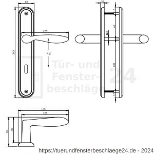 Intersteel Living 1695 Türdrücker George auf Schild 242x43x10 mm BB 72 mm Chrom-Nickel matt - D26005120 - afbeelding 2