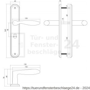 Intersteel Living 1695 Türdrücker George auf Schild 242x43x10 mm mit Bad-WC 78 mm und 8 mm stift Chrom-Nickel matt - D26005124 - afbeelding 2