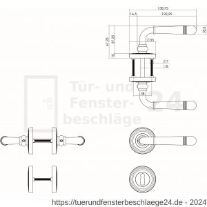 Intersteel Living 1725 Türdrücker Helena auf Rosette 55x10 mm mit BB-Rosetten Nickel matt - D26001778 - afbeelding 2