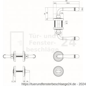 Intersteel Living 1725 Türdrücker Helena auf Rosette 55x10 mm mit Bad-WC 8 mm Stift Garnitur Nickel matt - D26001780 - afbeelding 2