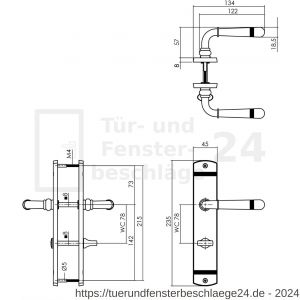 Intersteel Living 1705 Türdrücker Helena auf Schild 235x45x8 mm mit Bad-WC 78 mm und 8 mm stift Altgrau - D26008141 - afbeelding 2