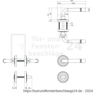 Intersteel Living 1725 Türdrücker Helena auf Rosette 55x10 mm mit Bad-WC 8 mm Stift Garnitur Altgrau - D26008145 - afbeelding 2