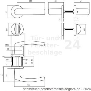 Intersteel Living 0060 Türdrücker Denham auf Rosette 50x7 mm mit Bad-WC 8 mm stift Schwarz - D26009140 - afbeelding 2