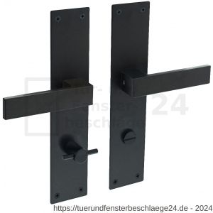 Intersteel Essentials 0571 Türdrücker Amsterdam auf Schild 250x55x2 mm mit Bad-WC 78 mm und 8 mm stift Edelstahl-Schwarz matt - D26008206 - afbeelding 1