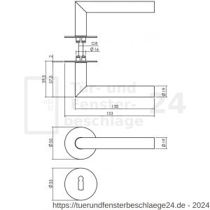 Intersteel Living 1583 Türdrücker Jura mit selbstklebender Rosette 55x2 mm mit BB-Rosetten Edelstahl-schwarz - D26010641 - afbeelding 2