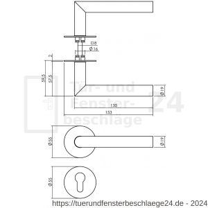 Intersteel Living 1583 Türdrücker Jura mit selbstklebender Rosette 55x2 mm mit PZ-Rosetten Edelstahl-schwarz - D26010642 - afbeelding 2