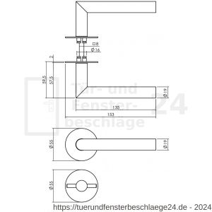 Intersteel Living 1583 Türdrücker Jura mit selbstklebender Rosette 55x2 mm mit Bad-WC 8 mm Stift Edelstahl-schwarz - D26010643 - afbeelding 2