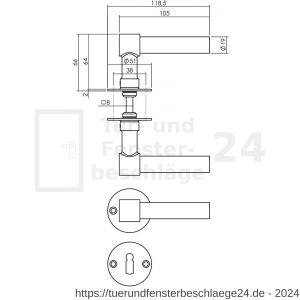 Intersteel Living 1670 Türdrücker L/L-model auf Rosette 50x2 mm mit BB-Rosetten Edelstahl-schwarz - D26010644 - afbeelding 2