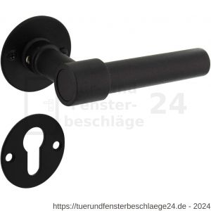 Intersteel Living 1670 Türdrücker L/L-model auf Rosette 50x2 mm mit PZ-Rosetten Edelstahl-schwarz - D26010645 - afbeelding 1