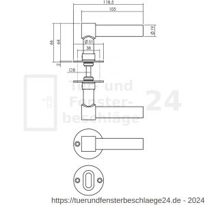 Intersteel Living 1670 Türdrücker L/L-model auf Rosette 50x2 mm mit Bad-WC 8 mm Stift Edelstahl-schwarz - D26010646 - afbeelding 2