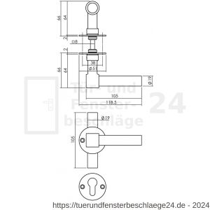 Intersteel Living 1671 Türdrücker L/T-model auf Rosette 50x2 mm mit PZ-Rosetten Edelstahl-schwarz - D26010648 - afbeelding 2