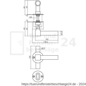 Intersteel Living 1671 Türdrücker L/T-model auf Rosette 50x2 mm mit Bad-WC 8 mm Stift Edelstahl-schwarz - D26010649 - afbeelding 2