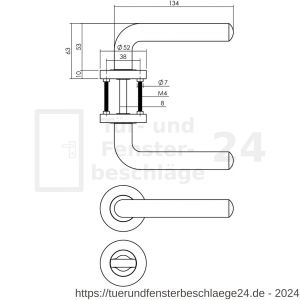 Intersteel Living 1683 Türdrücker Agatha auf Rosette 52x10 mm mit Bad-WC 8 mm Stift schwarz - D26010652 - afbeelding 2