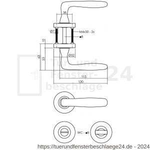 Intersteel Essentials 1692 Türdrücker Bjorn auf Rosette 52x10 mm mit Bad-WC 8 mm stift schwarz - D26010654 - afbeelding 2