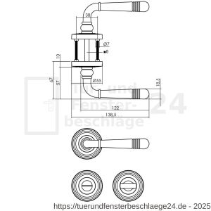 Intersteel Living 1725 Türdrücker Helena auf Rosette 54x9 mm mit Stütznocken und WC-Rosetten 8 mm Stift schwarz - D26010796 - afbeelding 2