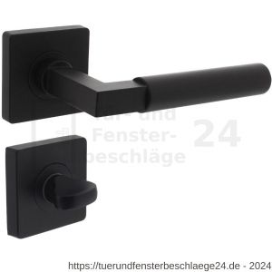 Intersteel Living 1741 Türdrücker Bau-Stil auf Rosette 55x55x10 mm mit Bad-WC 8 mm Stift mattschwarz - D26010273 - afbeelding 1