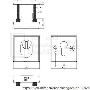 Intersteel Living 3750 Sicherheitsrosette SKG*** eckig mit Kernziehschutz aluminium schwarz - D26009933 - afbeelding 2