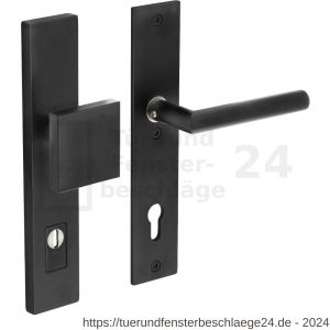 Intersteel Living 3962 Schutzbeschlag Haustür Griff-Drücker SKG*** mit PZ 92 mm und Kernziehschutz Schild rechteckig Edelstahl-Schwarz matt - D26008302 - afbeelding 1