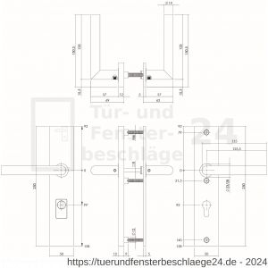 Intersteel Exclusives 3963 Schutzbeschlag Haustür Drücker-Drücker SKG*** mit PZ 92 mm und Kernziehschutz Schild rechteckig Edelstahl-Schwarz matt - D26008305 - afbeelding 2