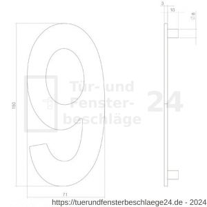 Intersteel Living 4020 Hausnummer 9 150 mm Edelstahl-Schwarz matt - D26006825 - afbeelding 2