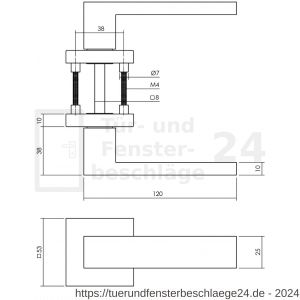 Intersteel Living 4057 Türdrücker Amsterdam auf quadratische massive Rosette 53x53x10 mm Edelstahl schwarz Hintertürbeschlag - D26010660 - afbeelding 3