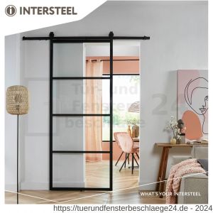 Intersteel Living 4910 DIY-Schiebetür Cubo schwarz inklusive transparentem glas 2150x980x28 mm mit schwarzem Schiebetürsystem Basic - D26009956 - afbeelding 1