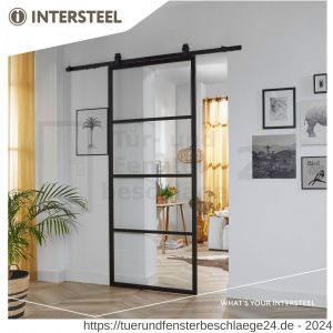 Intersteel Living 4910 DIY-Schiebetür Cubo schwarz inklusive transparentem glas 2150x980x28 mm mit schwarzem Schiebetürsystem Basic Top - D26009957 - afbeelding 1