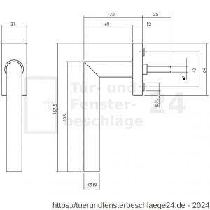 Intersteel Living 6156 Fenstergriff Jura auf rechteckiger Rosette Edelstahl schwarz - D26010336 - afbeelding 3