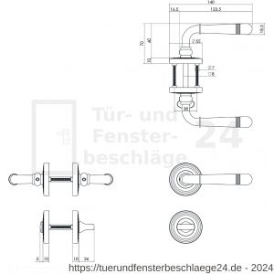 Intersteel Living 1725 Türdrücker Helena auf Rosette 55x10 mm mit Bad-WC 8 mm Stift Garnitur Messing brüniert - D26008350 - afbeelding 2