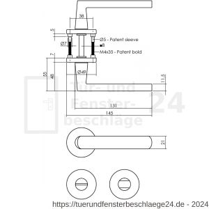 Intersteel Living 0464 Türdrücker Sora mit Rosette 49x7 mm mit Bad-WC 8 mm stift grau - D26010667 - afbeelding 2