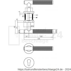 Intersteel Living 1269 Türdrücker Rombo auf Rosette 53x8 mm mit PZ Rosetten anthrazitgrau - D26010356 - afbeelding 2