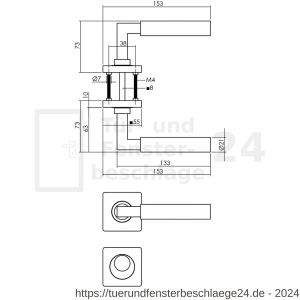 Intersteel Living 1741 Türdrücker Bau-Stil auf Rosette 55x55x10 mm mit RZ Rosetten anthrazitgrau - D26010395 - afbeelding 2