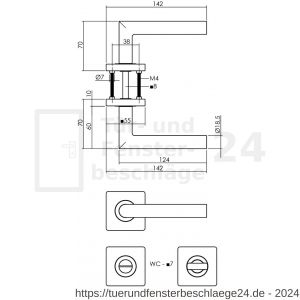 Intersteel Living 1747 Türdrücker Bastian auf Rosette 55x55x10 mm mit Bad-WC 7 mm Stift anthrazitgrau - D26010810 - afbeelding 2