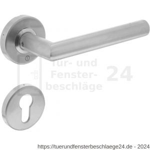 Intersteel Essentials 0763 Türdrücker 90 Grad auf PZ-Rosette Edelstahl gebürstet feuerhemmend - D26005430 - afbeelding 1