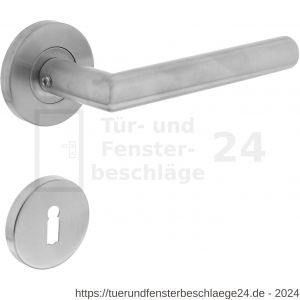 Intersteel Living 1012 Türdrücker Recht 90 Grad auf Rosette 55x8 mm EN 1906/3 mit BB-Rosetten Edelstahl gebürstet - D26005485 - afbeelding 1