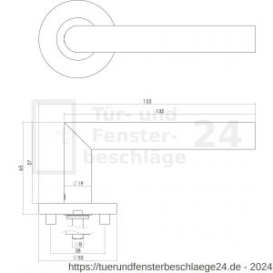 Intersteel Living 1012 Türdrücker Recht 90 Grad auf Rosette 55x8 mm EN 1906/3 mit PZ-Rosetten Edelstahl gebürstet - D26005486 - afbeelding 2