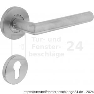 Intersteel Living 1012 Türdrücker Recht 90 Grad auf Rosette 55x8 mm EN 1906/3 mit PZ-Rosetten Edelstahl gebürstet - D26005486 - afbeelding 1