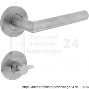 Intersteel Living 1012 Türdrücker Recht 90 Grad auf Rosette 55x8 mm EN 1906/3 Rosette mit Bad-WC 8 mm stift Edelstahl gebürstet - D26005489 - afbeelding 1