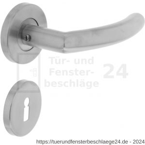 Intersteel Living 1014 Türdrücker Halbrund auf Rosette 55x8 mm EN 1906/3 mit BB-Rosetten Edelstahl gebürstet - D26005500 - afbeelding 1