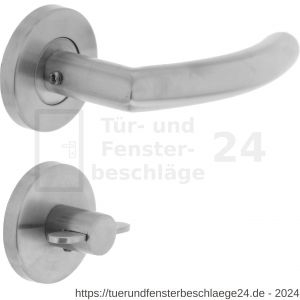 Intersteel Living 1014 Türdrücker Halbrund auf Rosette 55x8 mm EN 1906/3 mit Bad-WC 8 mm stift Edelstahl gebürstet - D26005502 - afbeelding 1