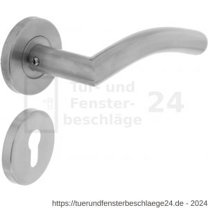 Intersteel Living 1016 Türdrücker Lisa 90 Grad auf Rosette 55x8 mm EN 1906/3 mit PZ-Rosetten Edelstahl gebürstet - D26005508 - afbeelding 1