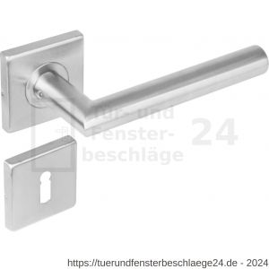 Intersteel Living 1242 Türdrücker Recht 90 Grad auf Rosette 53x53x8 mm EN 1906/4 mit BB-Rosetten Edelstahl gebürstet - D26000519 - afbeelding 1