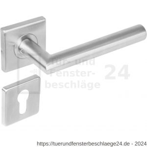 Intersteel Living 1242 Türdrücker Recht 90 Grad auf Rosette 53x53x8 mm EN 1906/4 mit PZ-Rosetten Edelstahl gebürstet - D26005536 - afbeelding 1