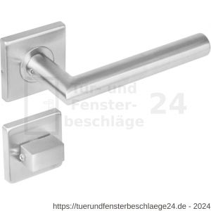 Intersteel Living 1242 Türdrücker Recht 90 Grad auf Rosette 53x53x8 mm EN 1906/4 mit Bad-WC 8 mm stift Edelstahl gebürstet - D26000521 - afbeelding 1