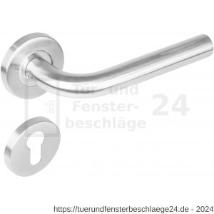 Intersteel Living 1270 Türdrücker Recht auf Rosette 53x8 mm EN 1906/4 mit PZ-Rosetten Edelstahl gebürstet - D26005561 - afbeelding 1